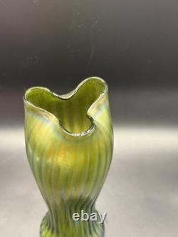 Loetz Ribbed Trifid Iridescent Vase