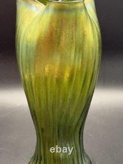 Loetz Ribbed Trifid Iridescent Vase