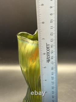Loetz Ribbed Trifid Iridescent Vase