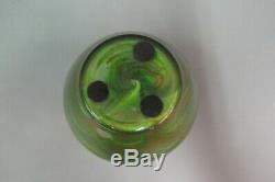 Loetz Titania Art Glass Vase c. 1905 Orange Green 4.5 H