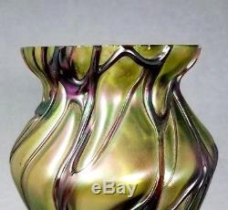Loetz Vase Art Glass Iridescent Kralik Pallme Konig Rindskopf Bohemian 9 1/2