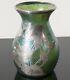Loetz Widow Creta Papillon Iridescent Glass Vase With Silver Overlay Art Nouveau