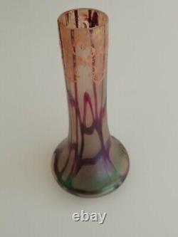 Loetz/bohemain Violet Coloured Iridescent Art Nouveau Glass Vase