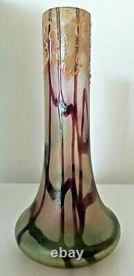 Loetz/bohemain Violet Coloured Iridescent Art Nouveau Glass Vase