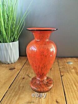 Lovely Antique Art Deco Bohemian Loetz Orange Tango Green Aventurine Glass Vase