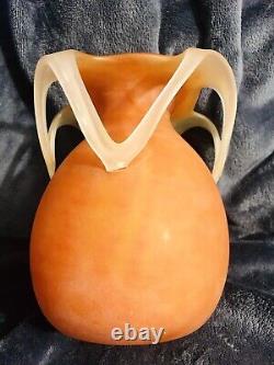 Lovely Bohemian Czech Kralik Era Mottled Satin Art Glass Vase 6.5