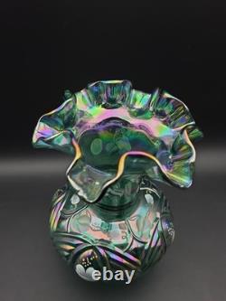 Lovely Fenton Art Glass Vase Iridescent Hand Painted Kelley