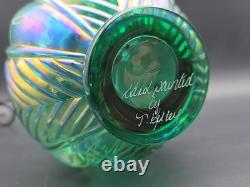 Lovely Fenton Art Glass Vase Iridescent Hand Painted Kelley