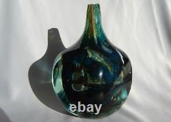 Lovely Vintage Mdina Art Glass Faceted cube Vase Signed Mdina 1978