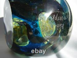Lovely Vintage Mdina Art Glass Faceted cube Vase Signed Mdina 1978