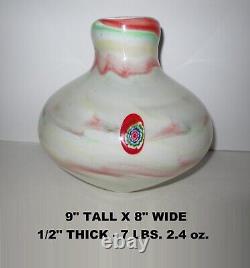 Low Price! 9t Murano Red Fiori 2 Layer Cased Glass Vase, 1/2 Thick, 7 Lbs