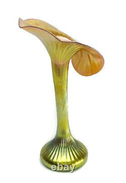 Lundberg Studio Art Glass Gold Iridescent Jack in Pulpit Vase. #091804