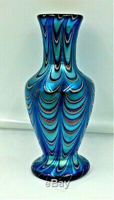 Lundberg Studio Waterfall Pattern Iridescent Art Glass Vase- Signed- Dated 1999