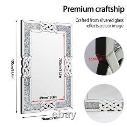 Luxurious 100x70cm Crushed Diamond Wall Mirror, Large Glitz Sparkly Wall Mirror