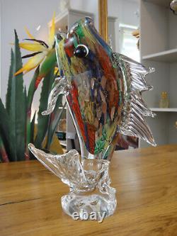 Luxury Vase Sculpture Fish Crystal Glass Art Murano Style Figure Noble Flower Vase