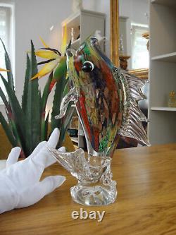 Luxury Vase Sculpture Fish Crystal Glass Art Murano Style Figure Noble Flower Vase