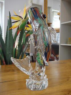 Luxury Vase Sculpture Fish Crystal Glass Art Murano Style Figure Noble Flower Vase