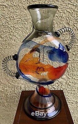 MARIO BADIOLI MURANO ART GLASS FACE VASE 22 PICASSO STYLE Signed With Label