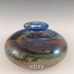 MARKED Isle of Wight Studio / Michael Harris Aurene Glass Squat Vase