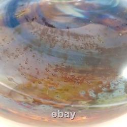 MARKED Isle of Wight Studio / Michael Harris Aurene Glass Squat Vase