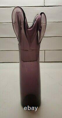 MCM 11 #6010 Amethyst Purple Vase Wayne Husted Blenko Studio Pulled Art Glass