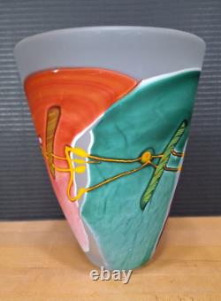 MCM 8 Art Glass Vase James R Wilbat Handblown Abstract Art Signed