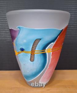 MCM 8 Art Glass Vase James R Wilbat Handblown Abstract Art Signed