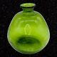 Mcm Blenko Seeded Olive Green Blown Bulbous Glass Bottle Vase Small Mouth 8.5