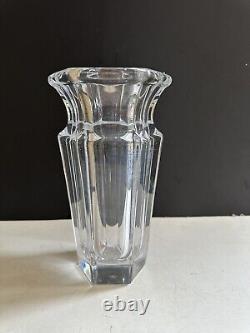 MCM France Leaded Crystal Vase Signed 9 Hexagon Heavy Clear