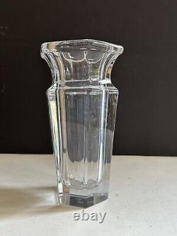 MCM France Leaded Crystal Vase Signed 9 Hexagon Heavy Clear