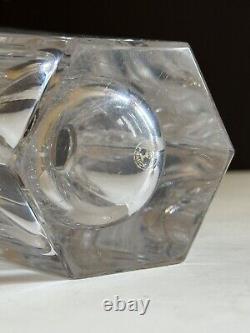 MCM France Leaded Crystal Vase Signed 9 Hexagon Heavy Clear