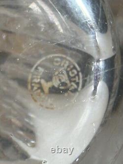 MCM France Leaded Crystal Vase Signed 9 Hexagon Heavy Clear