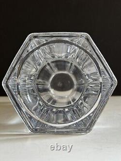 MCM France Leaded Crystal Vase Signed 9 Hexagon Heavy Clear