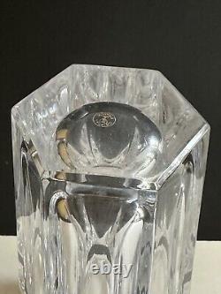 MCM France Leaded Crystal Vase Signed 9 Hexagon Heavy Clear