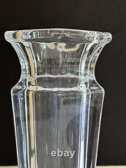 MCM France Leaded Crystal Vase Signed 9 Hexagon Heavy Clear