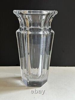 MCM France Leaded Crystal Vase Signed 9 Hexagon Heavy Clear