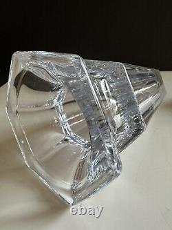 MCM France Leaded Crystal Vase Signed 9 Hexagon Heavy Clear