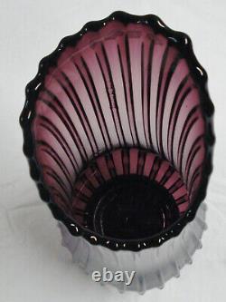 MCM L. E. Smith Glass 18 Amethyst Ribbed Vase Broken Column Purple Swung Fat