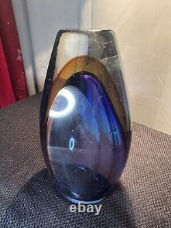 MCM, Murano Sommerso Glass Vase, Faceted Geometric, Italian Vase