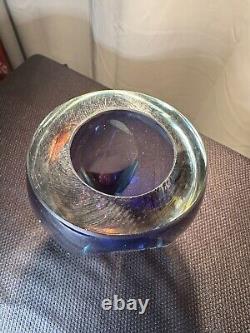 MCM, Murano Sommerso Glass Vase, Faceted Geometric, Italian Vase