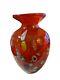 Millefiori Murano Art Glass 7 Red Vase Excellent