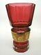 Moser Bohemian Art Glass Cranberry Gold Gilt Frieze Cut Crystal Big 11 Vase