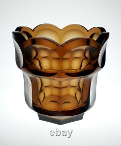 MOSER CZECH SCARCE HEAVY CUT LARGE VASE signed by Josef Hoffmann