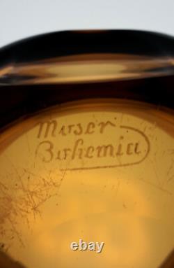 MOSER CZECH SCARCE HEAVY CUT LARGE VASE signed by Josef Hoffmann