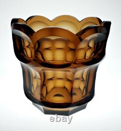 MOSER CZECH SCARCE HEAVY CUT LARGE VASE signed by Josef Hoffmann