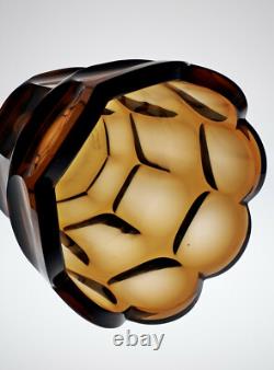 MOSER CZECH SCARCE HEAVY CUT LARGE VASE signed by Josef Hoffmann