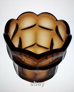 MOSER CZECH SCARCE HEAVY CUT LARGE VASE signed by Josef Hoffmann