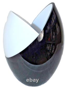 MURANO Art Glass Cased Black/White Wide Vase by Carlo Nason Hand Made Italy New