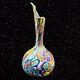 Murano Art Glass Satin Multicolored Millefiori Hand Blown Swung Vase 7t 3w
