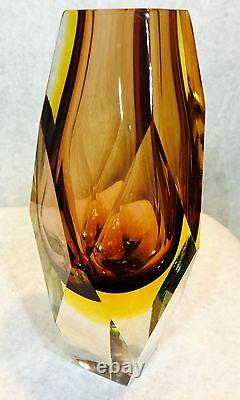 Magnificent Mandruzzato 5 Facets Murano Art Glass Vase Orig Label 8 Italy